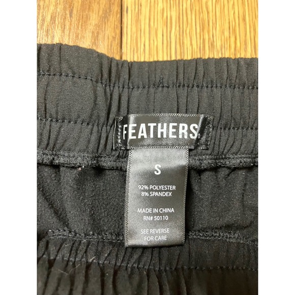 Feathers Black Joggers Womens Small Drawstring Waist Casual Athletic Pants - Picture 3 of 3